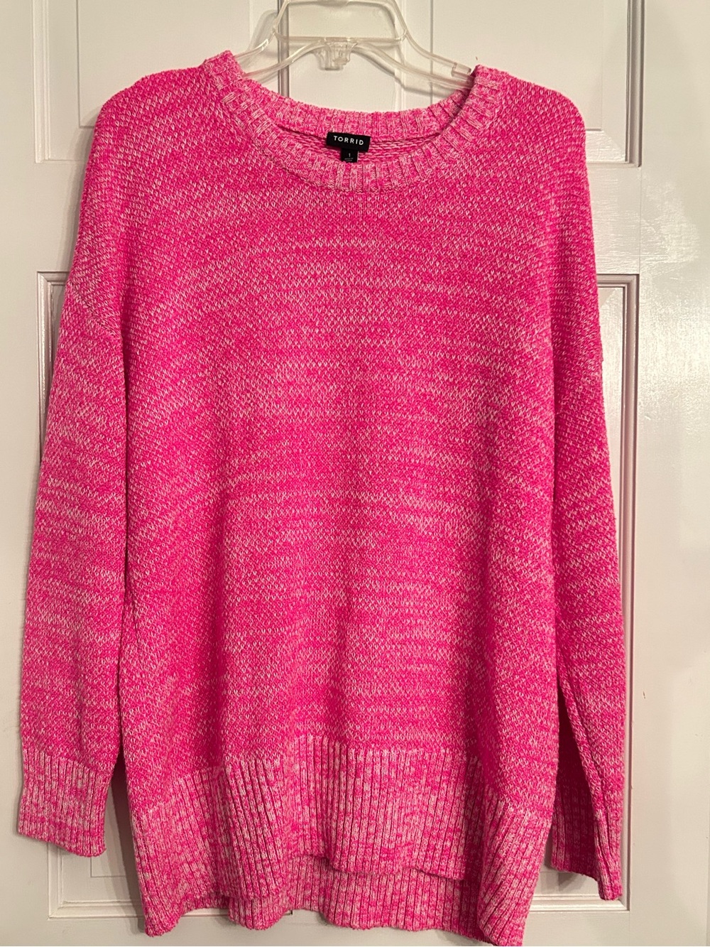 torrid Hot Pink Marled Crewneck Sweater size 1